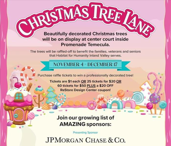Information regarding location, time, pricing, and contact information for the Christmas Tree Lane event